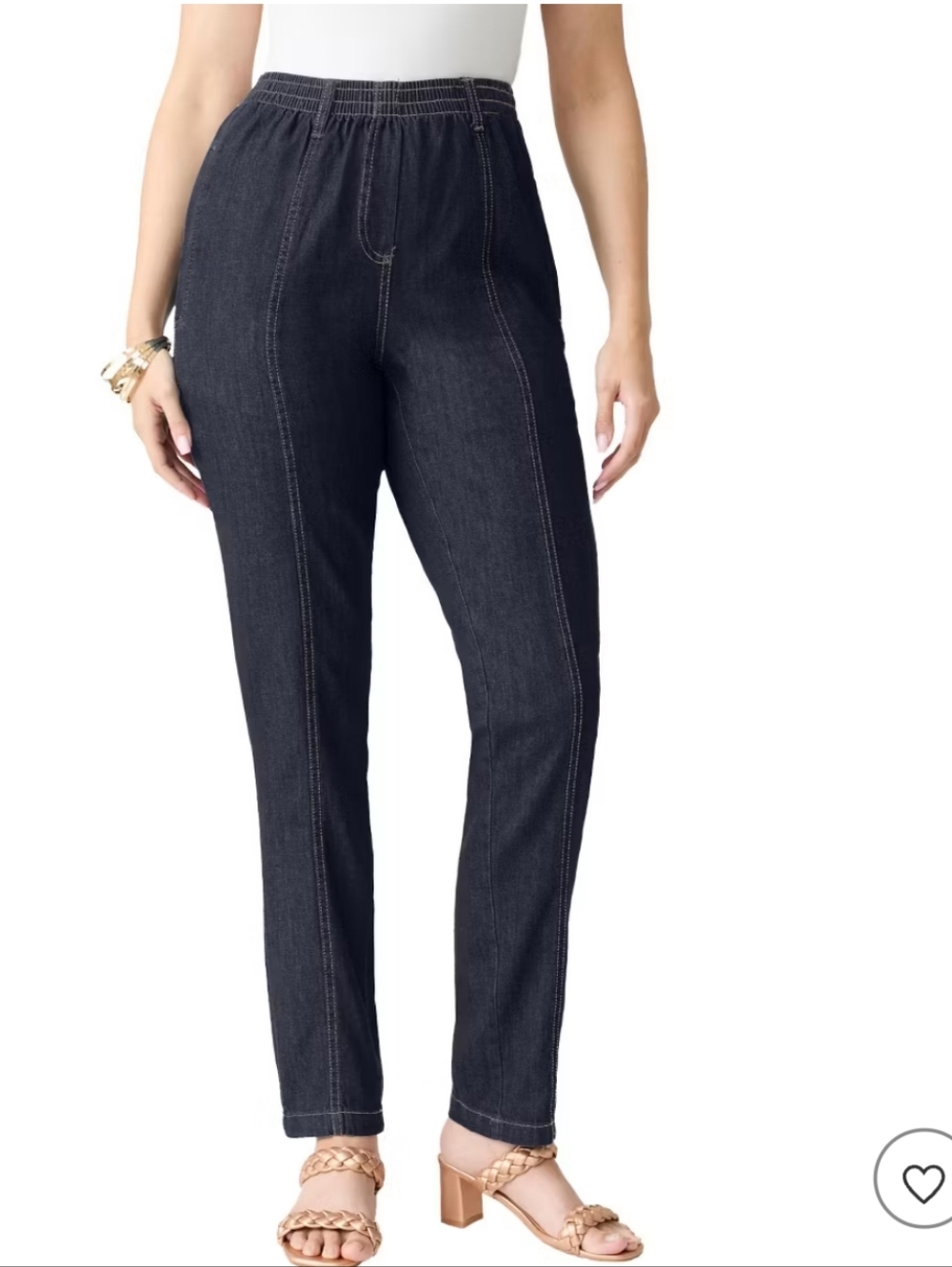 Roaman's Easy-Wear Pull On Jeans Elastic Waist High Rise Blue - 20W Tall